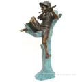 outdoor garden decoration metal brozne boy playing flute statue